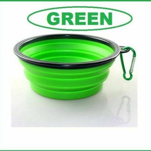 Portable Foldable Silicone Travel Collapsible Pet Dog Water Bowls with hook Clip