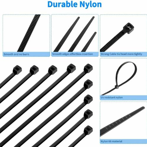 100 Pack Plastic Cable Ties Widened Adjustable Suitable Ultra Strong and Durable
