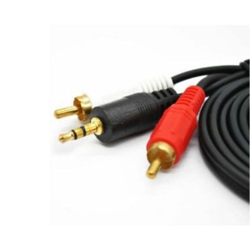 3.5 mm STEREO AUDIO JACK TO RCA ADAPTER CABLE 5FT GOLD