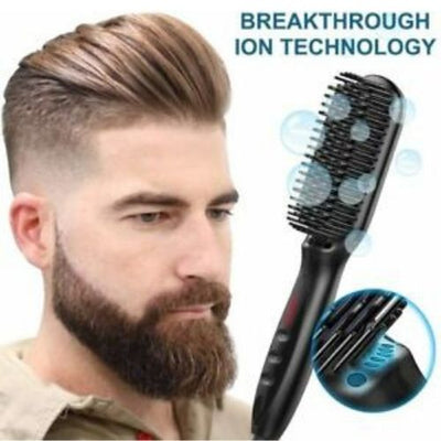 Electric Quick Heated Beard Straightener Brush Hair Comb Curling For Men,Women ~