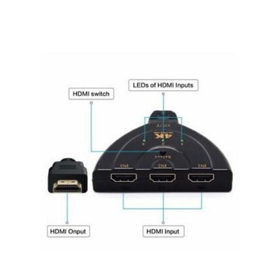 3-Port HDMI Switch Ultra HD 4K 1080p Switcher Splitter Cable for TV PC Consoles