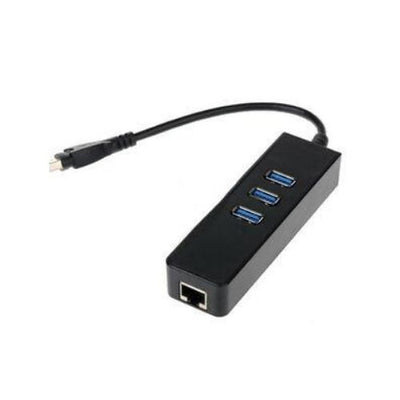 Black 1000M 3 Port Hub USB 3.0 To RJ45 Gigabit Ethernet Lan Network Adapter