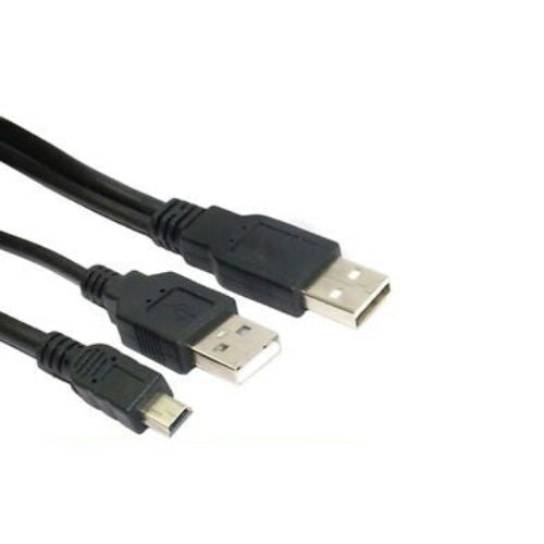 USB 2.0 A to Y Cable B Male and Mini Port 5-Pin for Mobile HDD Power Data