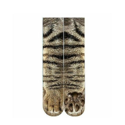 Unisex Animal Cat Paw Socks 3D Printed Crew Hoof Tube Funny For Men Women Kids