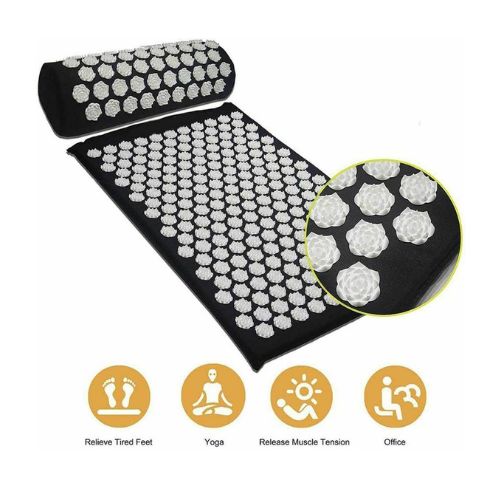 New Yoga Acupressure Massage Mat + Pillow Spiky Pain Stress Soreness Relax Body