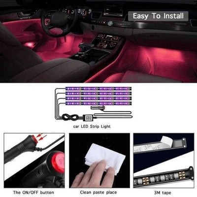 4pcs String RGB 48 LED Strip Under Car Underglow System Light Kit APP Control