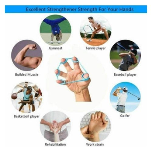 Finger Hand Exerciser Strengthener Carpal Relief Stretcher Resistance Grip Band