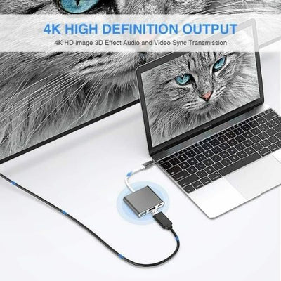 USB Type-C 3.1 to HDMI USB 3.0 Type-C 4K Adapter Converter For Macbook Laptop