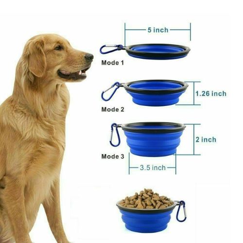 Dog Pet Water Food Bowl Silicone Portable Travel Feeder Dish Container Tools CA