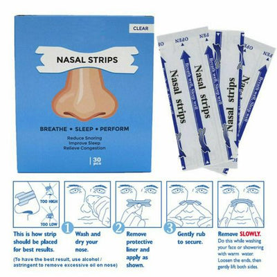 30/60 Pcs Nasal Strip Breath Way Stop Snoring Easier Clear Breathe Nose Strips