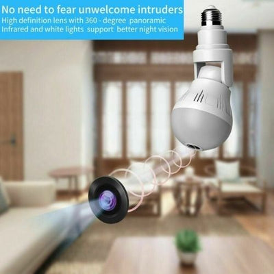 1080P Wifi ip camera Wireless Light Bulb Home Security Fisheye Bulb Lamp Night