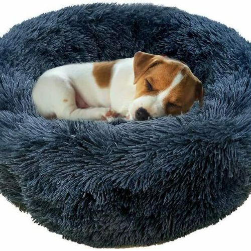 New Soft Comfy Round Faux Fur Pet Cat Dog Bed Cat Calming Cuddler Bed Indoor CA