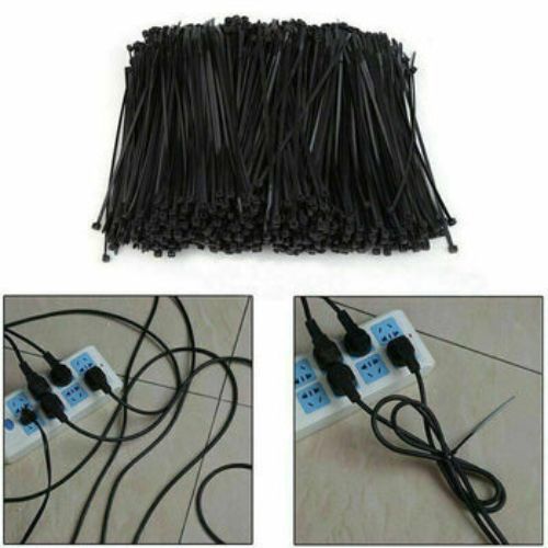 100 PCs Self-locking plastic nylon tie zip wraps strap black nylon cable tie set