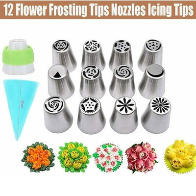 22Pc Russian Piping Flower Frosting Tips Nozzles Silicone Bag Decoration Scissor