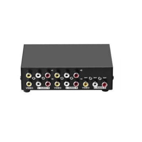 AV Switch Box Composite Selector 4 Port RCA Audio Video 4 In 1 Out To TV