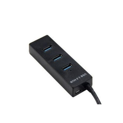 4 Port USB 3.0 Hub 5Gbps Portable Compact for PC Mac Laptop Notebook Desktop BK