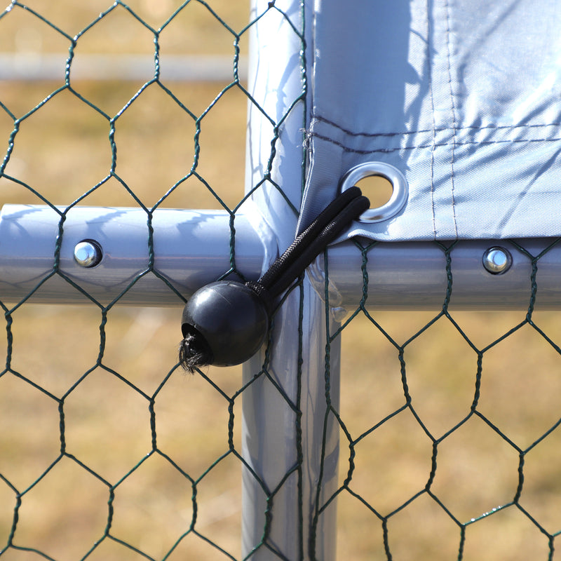 Chicken Cage Enclosure Pet Backyard Coop with Cover, Silver