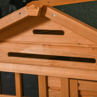 76" Wooden Chicken Coop Hen House with Outdoor Run Nesting Box Slide-out Tray