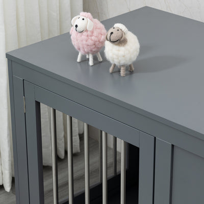 Furniture Style Dog Crate End Table Kennel, w/ Double Doors for Medium Dogs