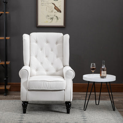 Fabric Tufted Club Accent Chair with Wooden Legs