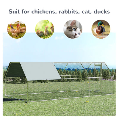 Large Metal Walk-In Chicken Coop Run Cage w/ Cover Outdoor