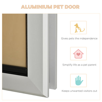 2 Way Locking Pet Door, Aluminium Cat Flap, w/ Magnetic Closure