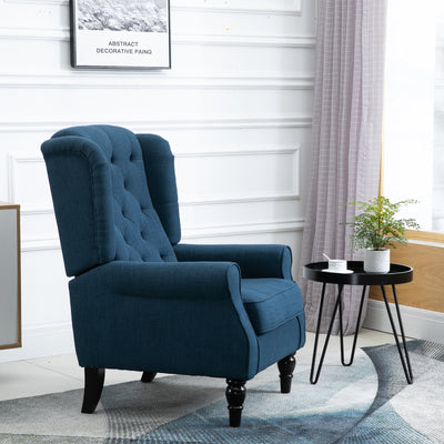 Fabric Tufted Club Accent Chair with Wooden Legs