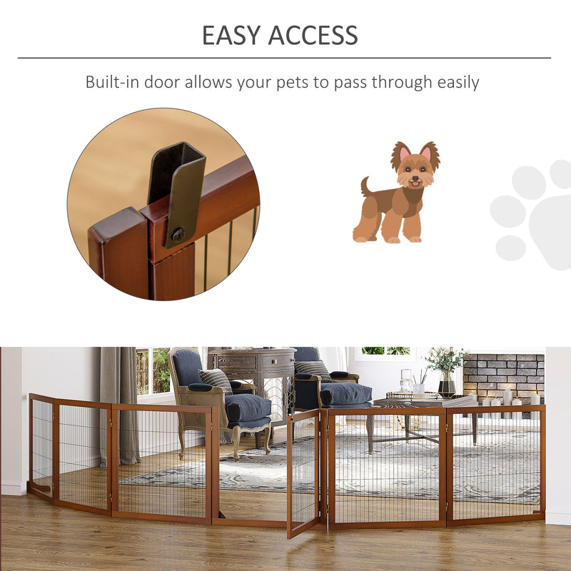 Wooden Pet Gate Freestanding Dog Safety Barrier, for House Doorway