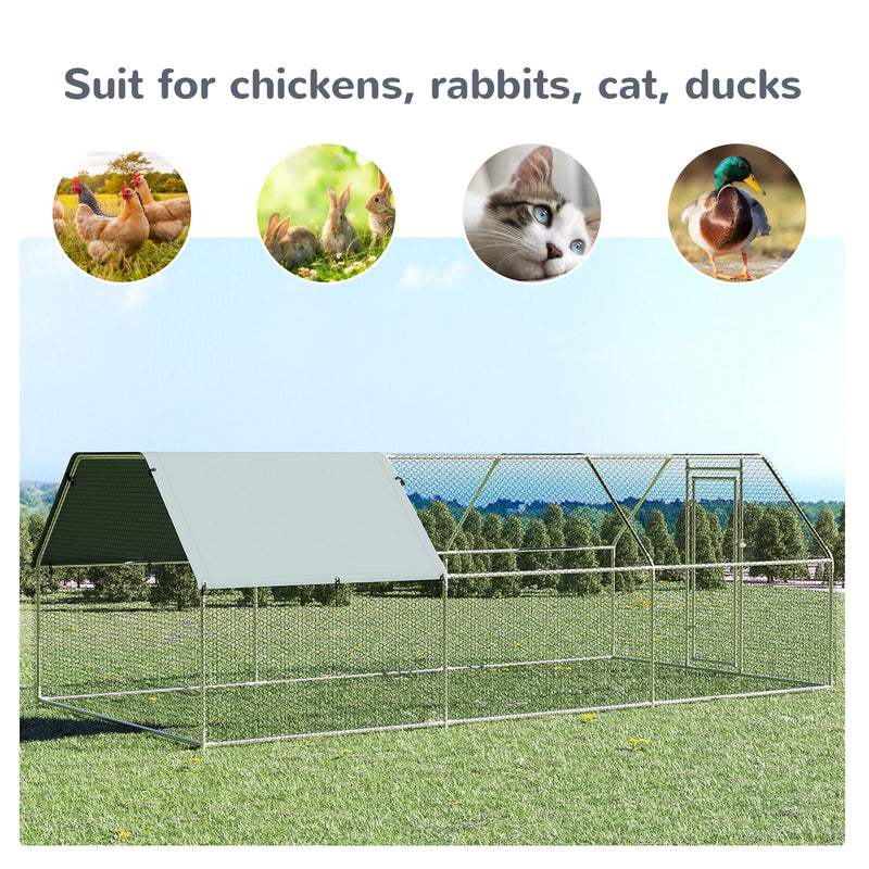 Large Metal Walk-In Chicken Coop Run Cage Outdoor Cover