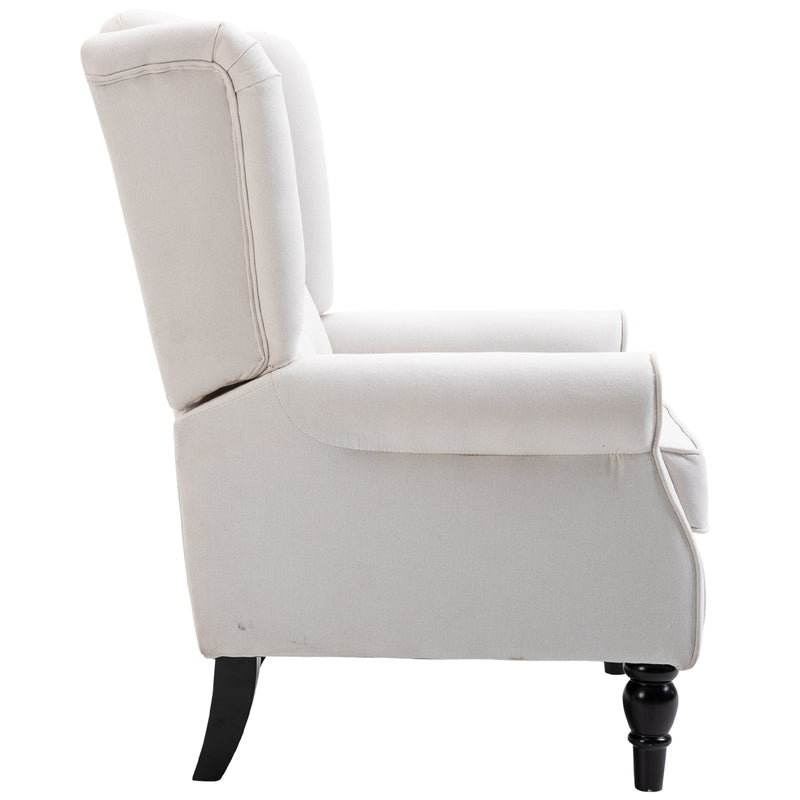 Fabric Tufted Club Accent Chair with Wooden Legs