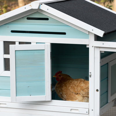 76" Wooden Chicken Coop Hen House with Outdoor Run Nesting Box Slide-out Tray