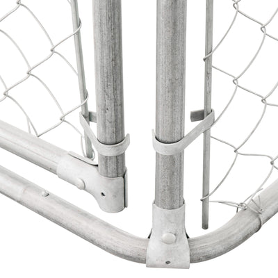 PawHut Dog Kennel Galvanized Steel Fence with Cover Outdoor