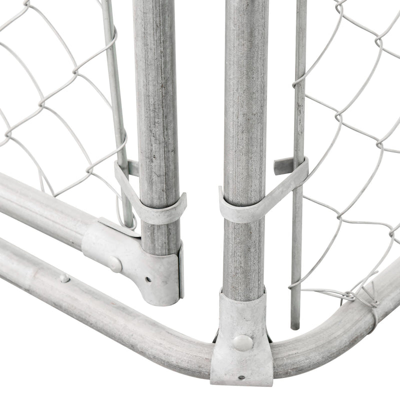 PawHut Dog Kennel Galvanized Steel Fence with Cover Outdoor