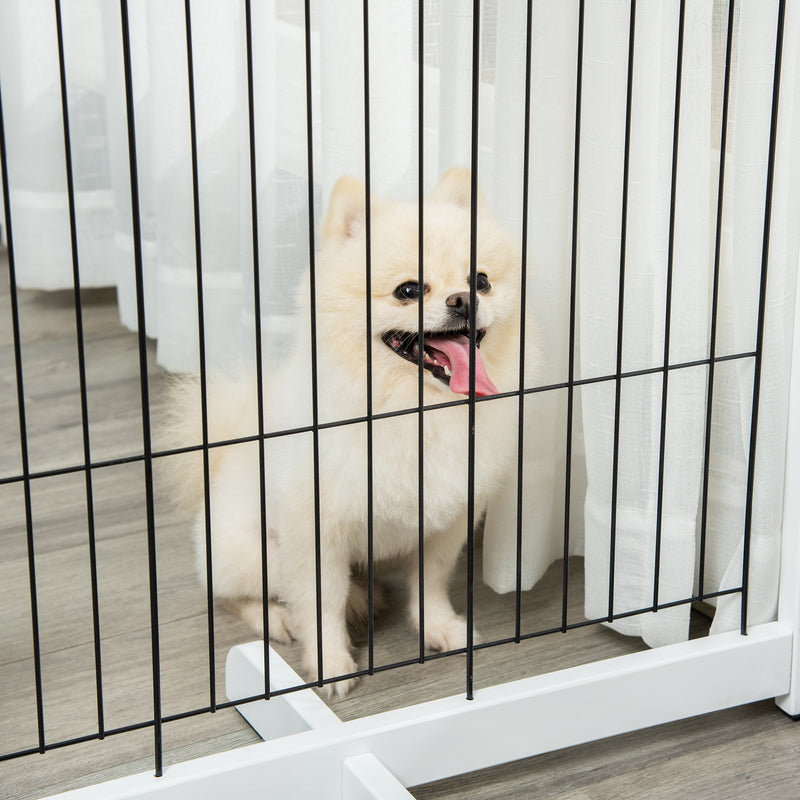 Freestanding Folding Pet Gate 4 Panels Dog Puppy Barrier with Support Feet