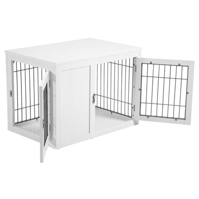 Furniture Style Dog Crate End Table, w/ Double Doors for Small &amp; Medium Dogs