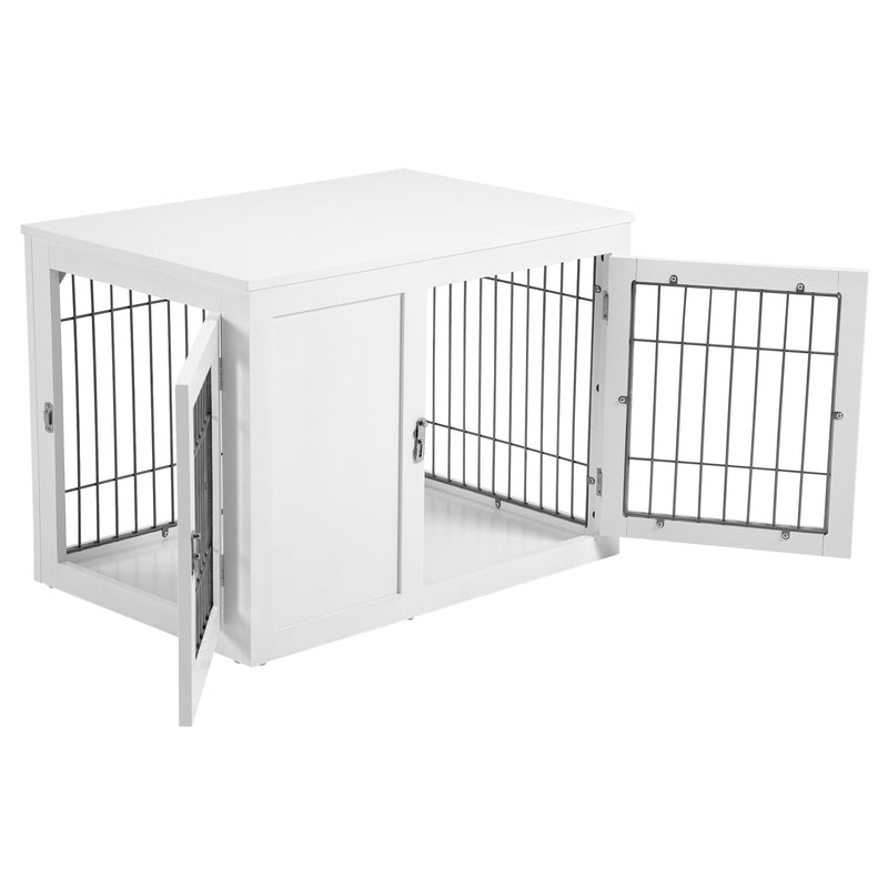 Furniture Style Dog Crate End Table, w/ Double Doors for Small &amp; Medium Dogs