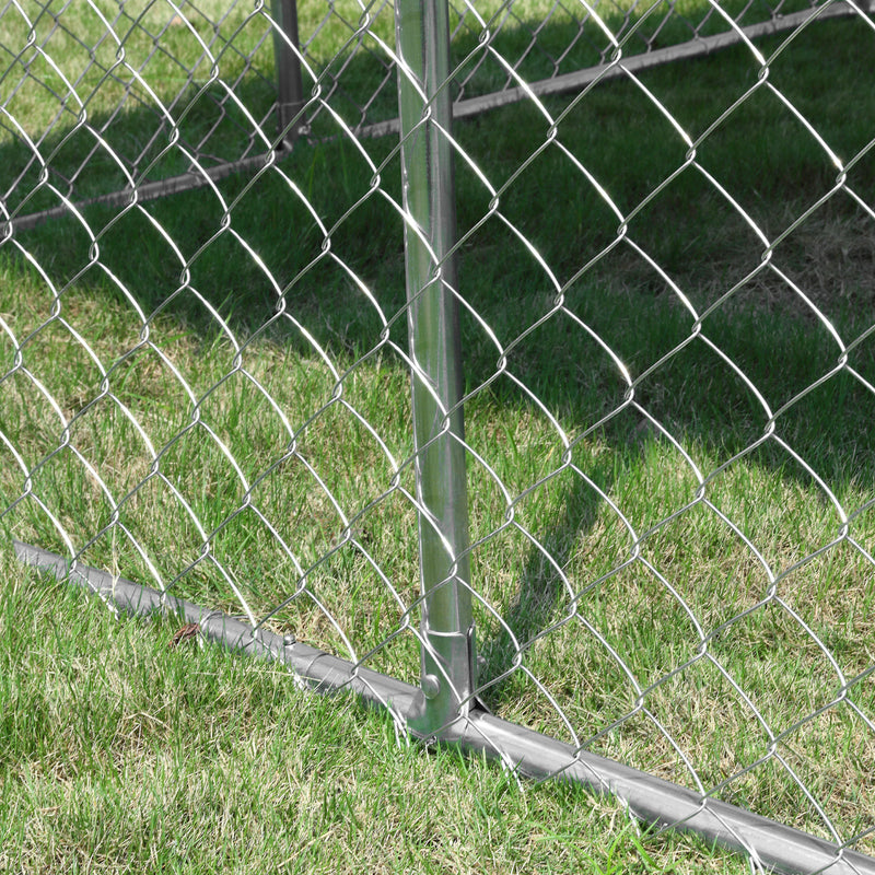 PawHut Dog Kennel Galvanized Steel Fence with Cover Outdoor