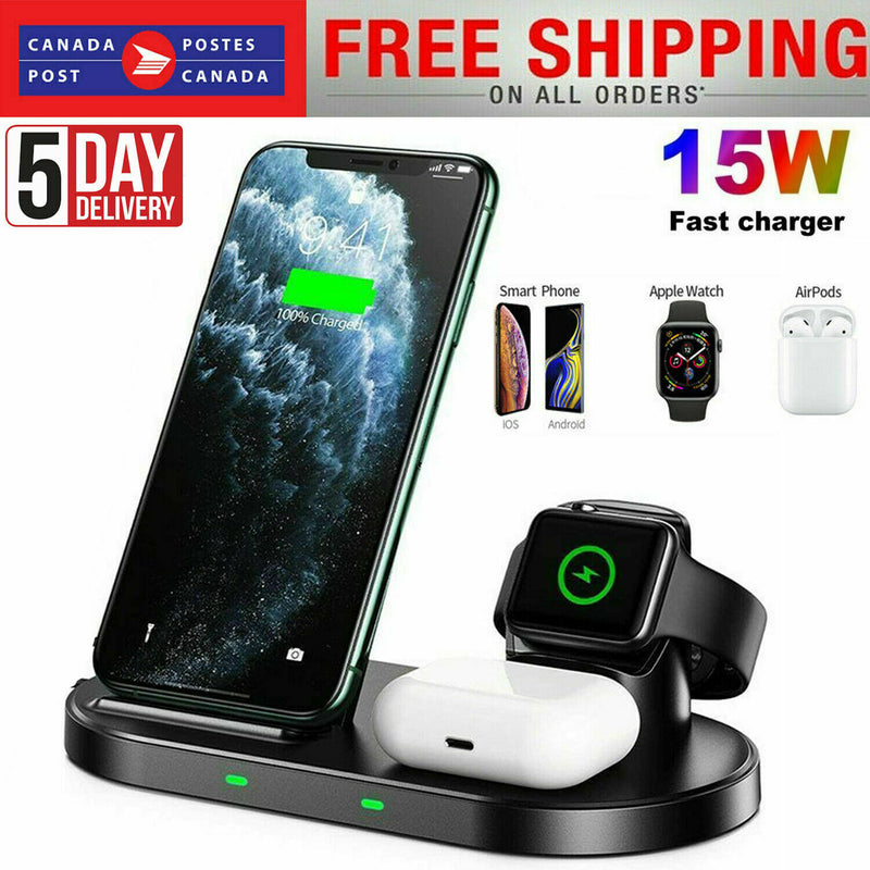 NEW 3 in 1 Wireless 15W Fast Charger Dock Folding Station For Watch Smart phone
