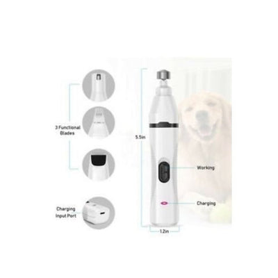 3in1 Pet Nail Grinder Dog Cat Paw Trimmer Grooming Clippers Electric Nail File