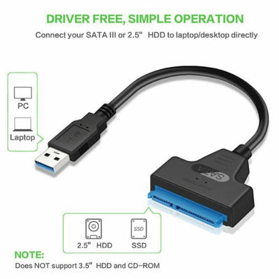 USB 3.0 Sata cable cord converter 2.5 Hard  Driver cable to USB converter Black