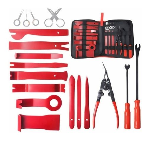 19Pcs Trim Removal Tool Kit Trimmer Car Puller Door Pry Clip Plier Remover Set