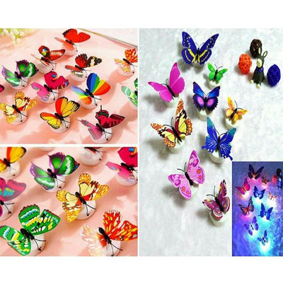 1-5 PCS Butterfly Light 3D Colorful Stick on Mood Light Toy Wall Decor Party CA