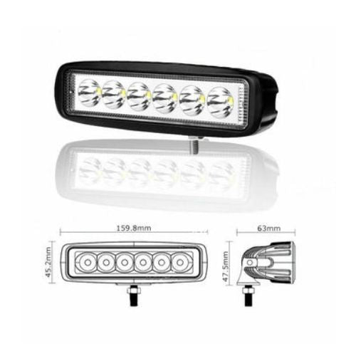 2 pcs 18W 6000K LED Work Light Bar Driving Lamp for Off Road SUV Car Boat Truck