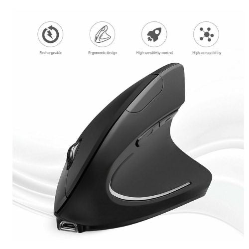 Optical Vertical Mouse Ergonomic Wireless USB Rechargeable 3200 DPI Right Handed