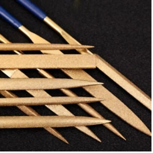 Files Set Gold Plated Metal Needle Carving Diamond Glass Stone Wood 10 PCS Set