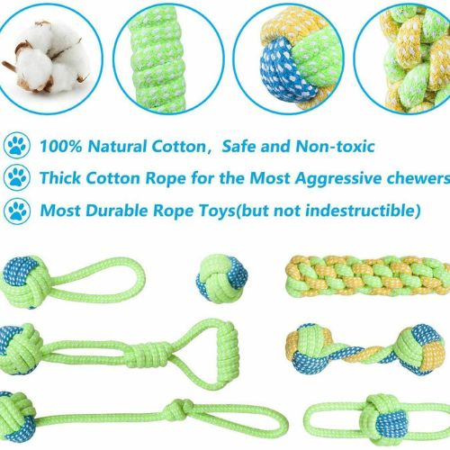 7pcs Aggressive Chew Toys for Dogs Indestructible Braid Cotton Rope Pet Tug Ball