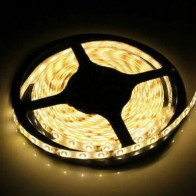 LED Light Strip Warm White Flexible Waterproof 5050 SMD 12V w/ Power 15Ft 5M