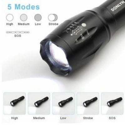 NEW 20000LM Tactical LED 5 Modes Flashlight Zoomable Lamp Light Military Torch