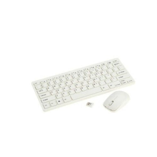 Cordless Keyboard Mouse Combo White w/ Protective Cover Slim USB Nano Reciver