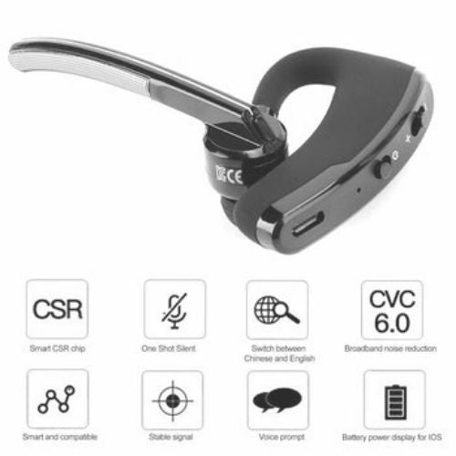 Business Wireless Bluetooth Handsfree Earphone Earhook Headset For Cell Phone CA